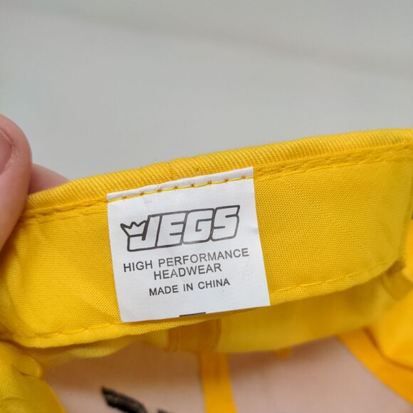 JEGS High Performance Strapback Hat Black Yellow Adjustable Embroidered Logo - Picture 12 of 12